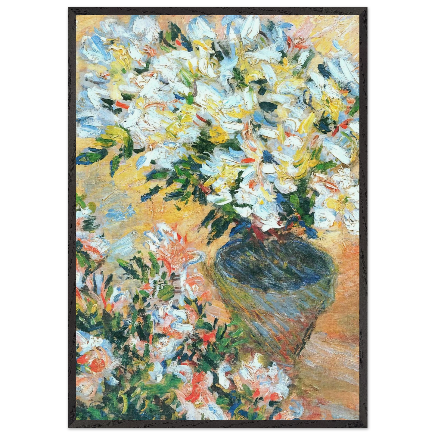 White Azaleas in a Pot - claude monet Framed Art Print – Black Wooden Frame - Default Title - -Framed Art Print