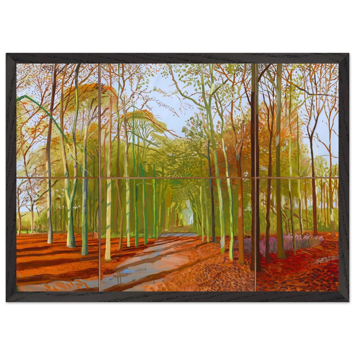 David Hockney - Woldgate Woods, 21, 23 & 29 November 2006 - 40x50 cm / 16x20 inches - Premium Wooden Framed Poster With Fine Art Paper-canvas - Black frame