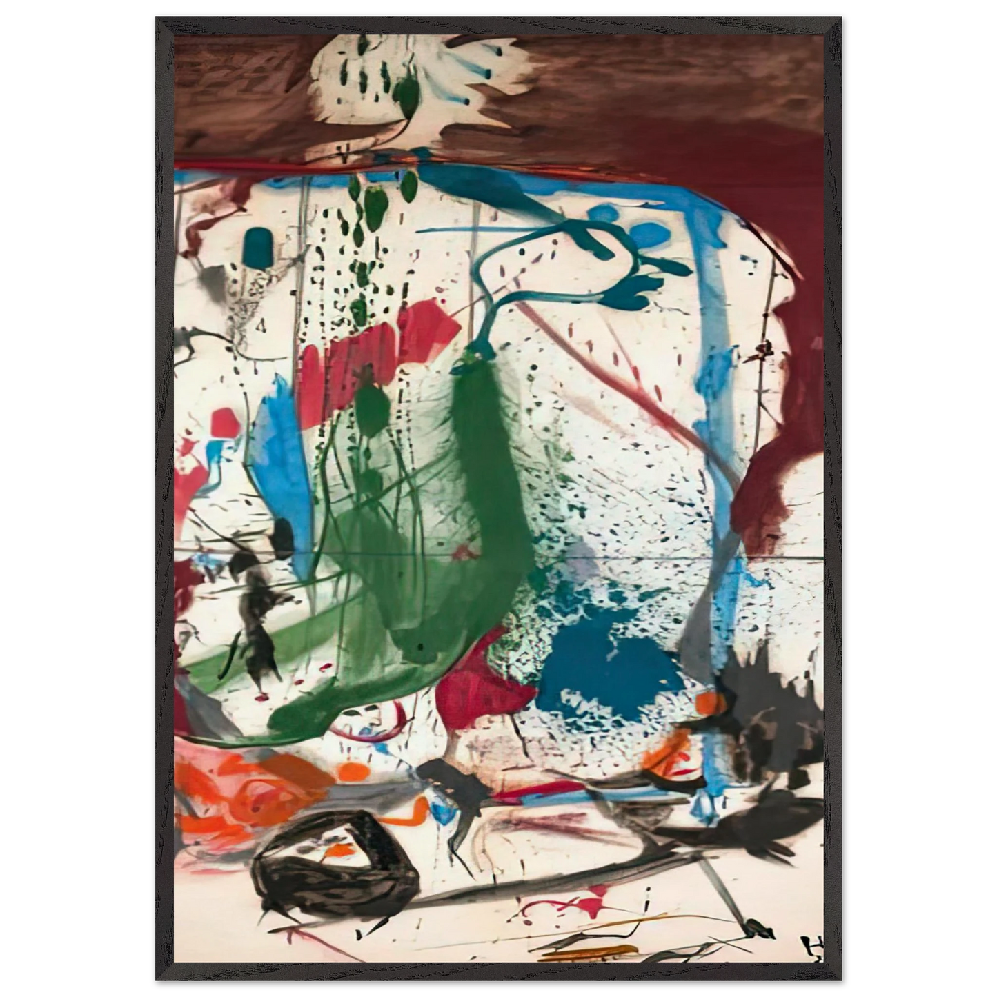 Las Mayas 1958- - Helen Frankenthaler 70x100 cm / 28x40 inches Framed Art Print – Black Wooden Frame