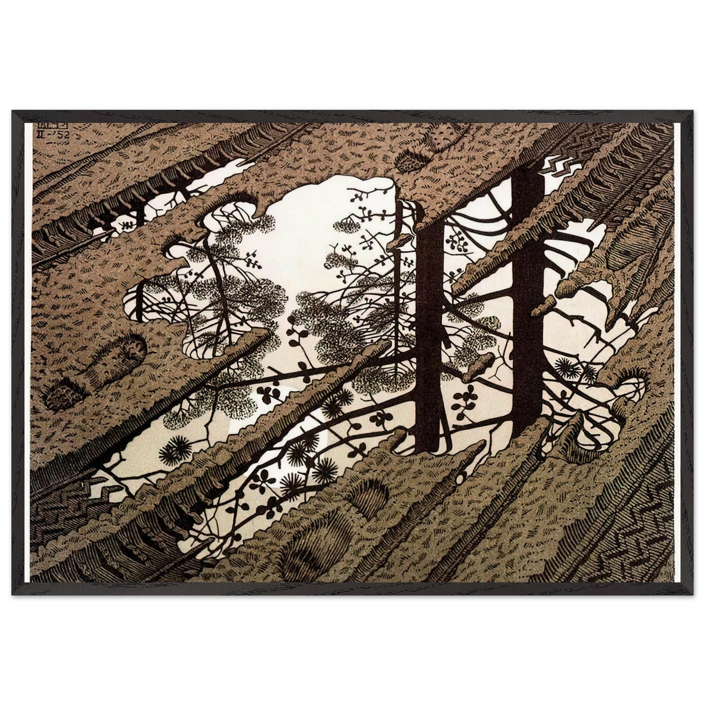 PUDDLE - MC Escher Framed Art Print – Black Wooden Frame - Default Title - -Framed Art Print