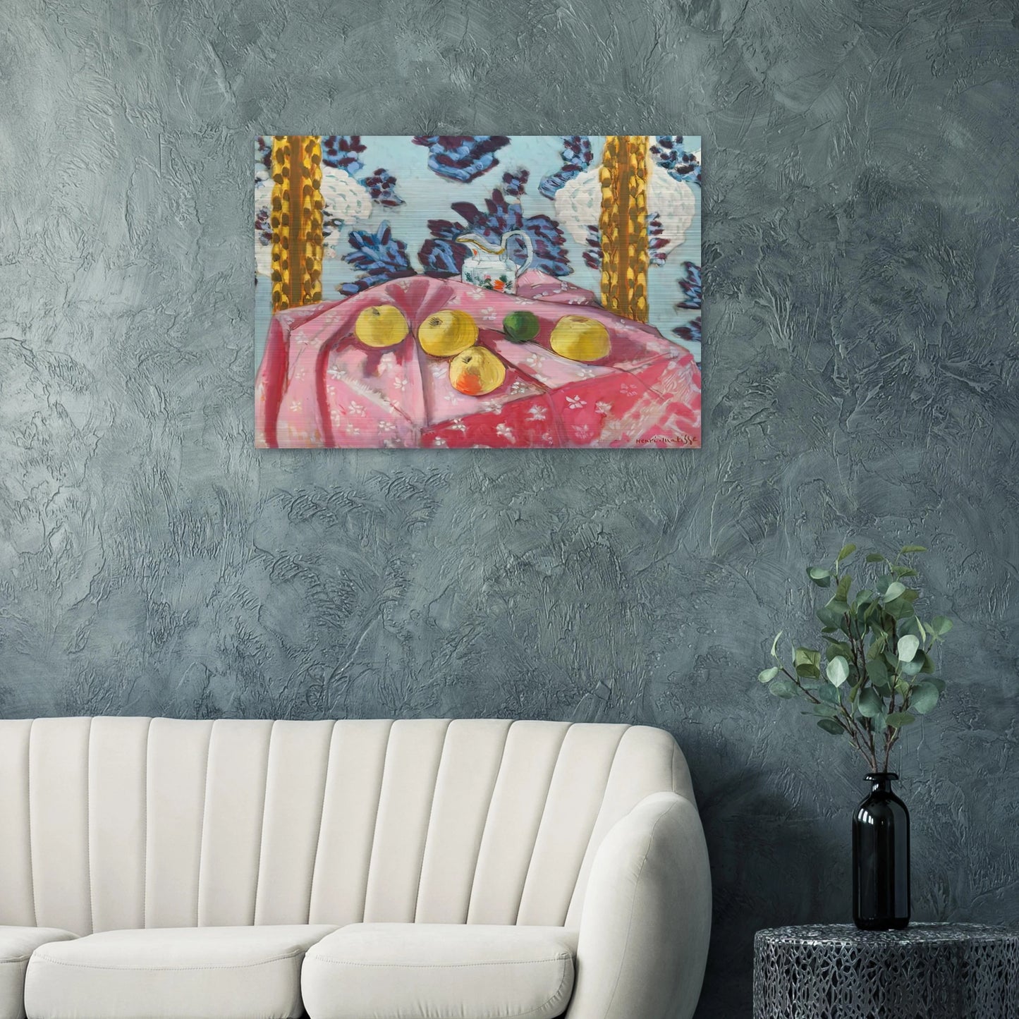 STILL LIFE WITH APPLES ON A PINK TABLECLOTH 1924 - Henri Matisse Brushed Aluminum Print - 70x100 cm / 28x40 inches | Henri Matisse Aluminum Print | Henri Matisse Prints