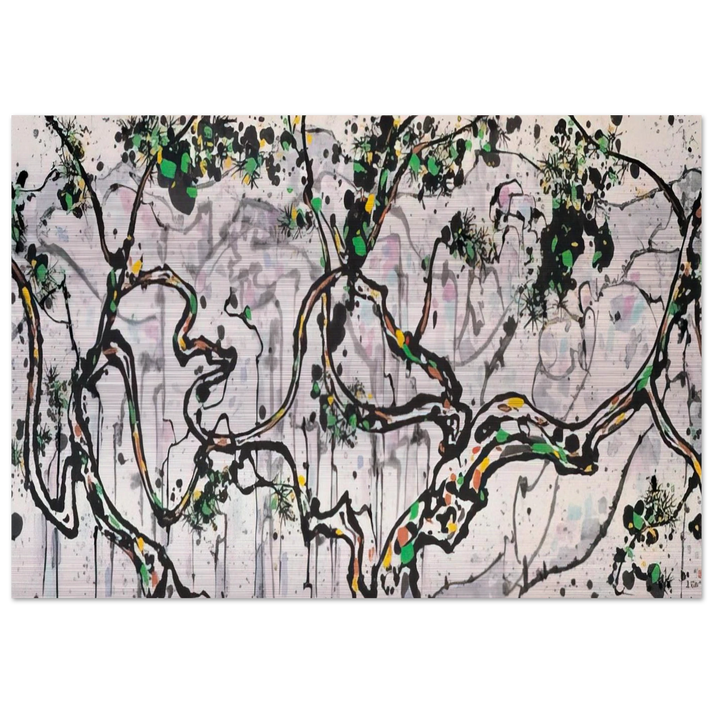 The Hua Mountains at Sunset - 1997 - Wu Guanzhong Brushed Aluminum Print - 70x100 cm / 28x40 inches | Wu Guanzhong Aluminum Print | Wu Guanzhong Prints