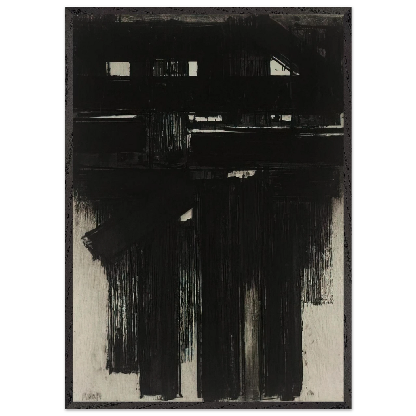 Untitled Intaglio - 1956 - Pierre Soulages Framed Art Print – Black Wooden Frame - Default Title - -Framed Art Print