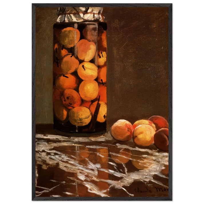 Jar Of Peaches - claude monet 70x100 cm / 28x40 inches Framed Art Print – Black Wooden Frame