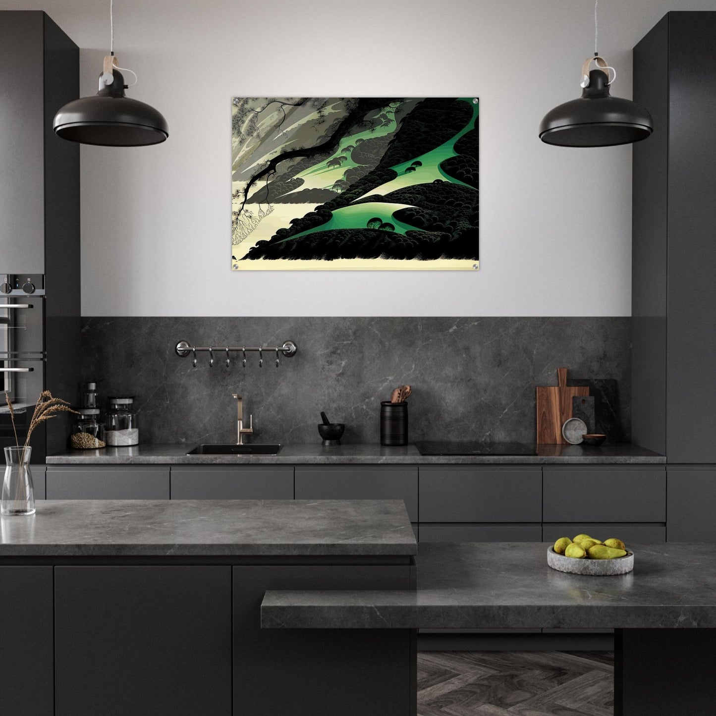 Green Big Sur - Eyvind Earle Acrylic Print - 70x100 cm / 28x40″ inches | Eyvind Earle Wall Art | Eyvind Earle Prints