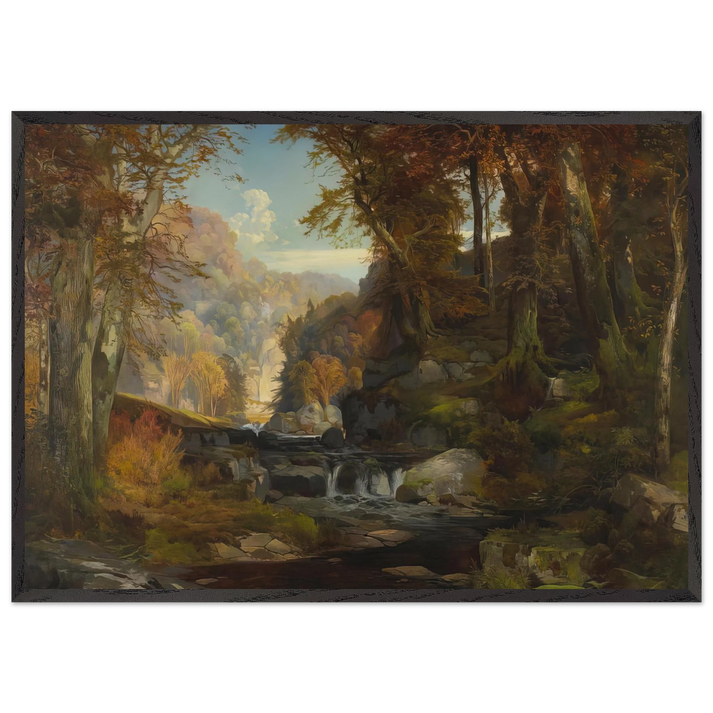 A Scene on the Tohickon Creek Autumn - Thomas Moran 70x100 cm / 28x40 inches Framed Art Print – Black Wooden Frame