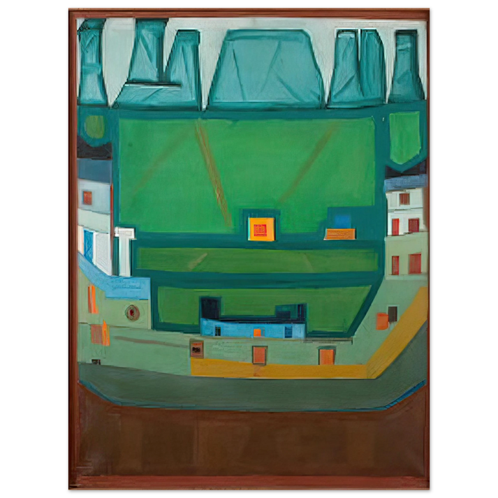 Jerzy Nowosielski - CITY AT THE FOOT OF THE MOUNTAINS LANDSCAPE 75x100 cm / 30x40inches Fine Art Poster