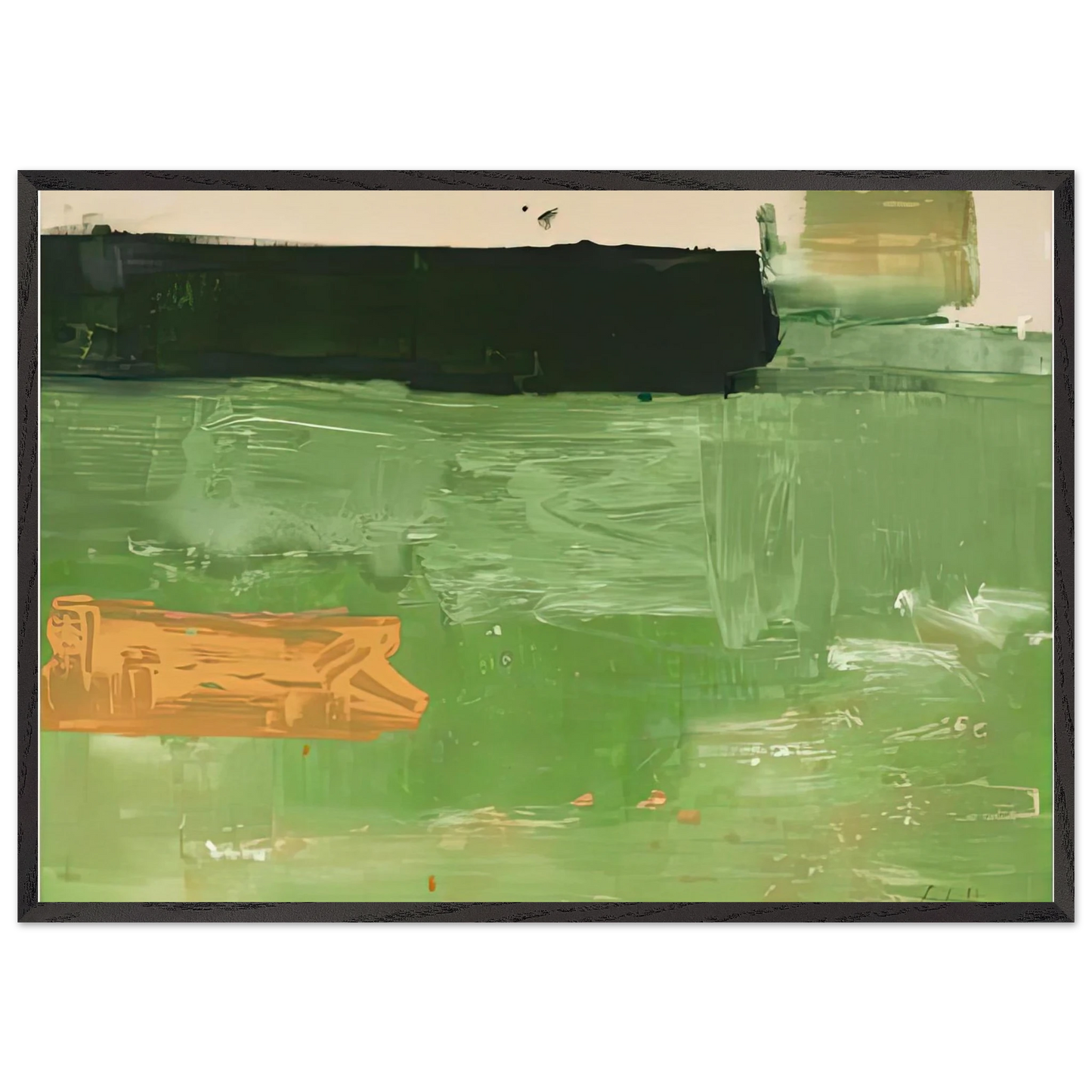 Mediterranean 1981- - Helen Frankenthaler 70x100 cm / 28x40 inches Framed Art Print – Black Wooden Frame