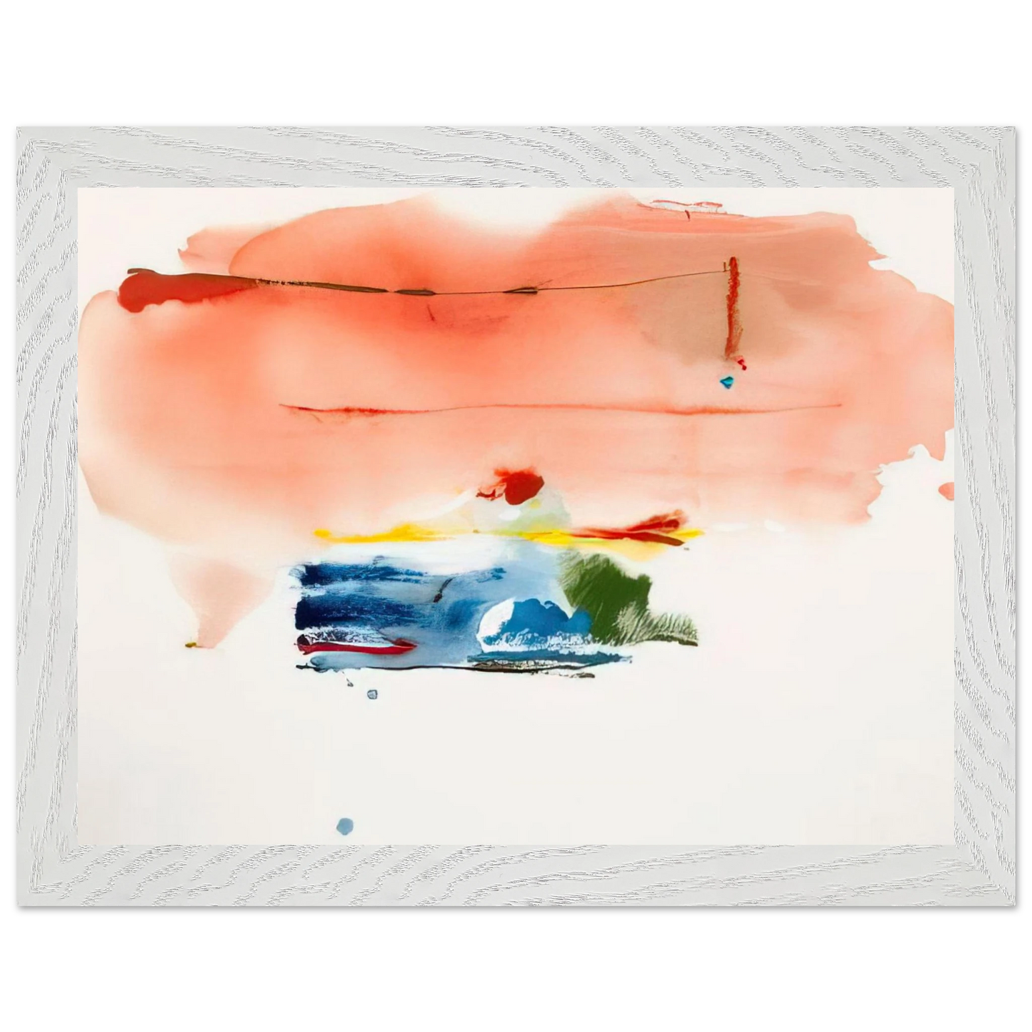 Helen Frankenthaler - Santa Fe II - 1986 Wall art - 28x43 cm / XL (11x17 inches) - Premium Wooden Framed Poster With Fine Art Paper - White frame