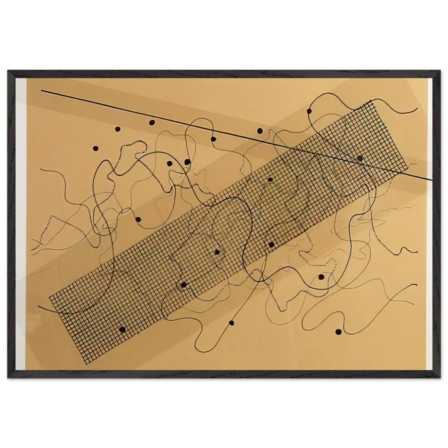Fontana Mix OrangeTan - 1981 - John Cage 70x100 cm / 28x40 inches Framed Art Print – Black Wooden Frame