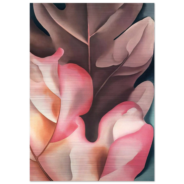 Oak Leaves Pink and Grey - Georgia O'Keeffe Brushed Aluminum Print - 70x100 cm / 28x40 inches | Georgia O'Keeffe Aluminum Print | Georgia O'Keeffe Prints