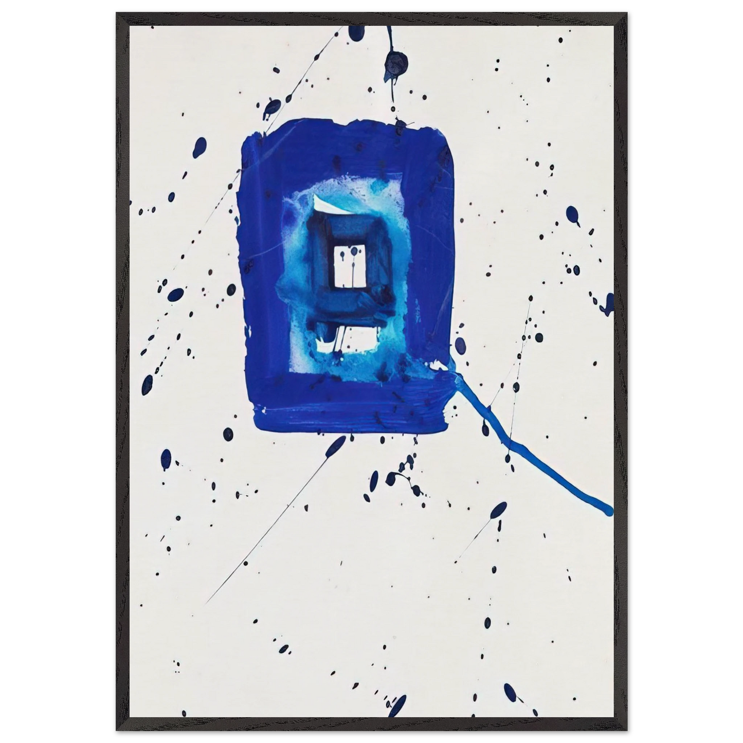 Blue Frame - Sam Francis 70x100 cm / 28x40 inches Framed Art Print – Black Wooden Frame