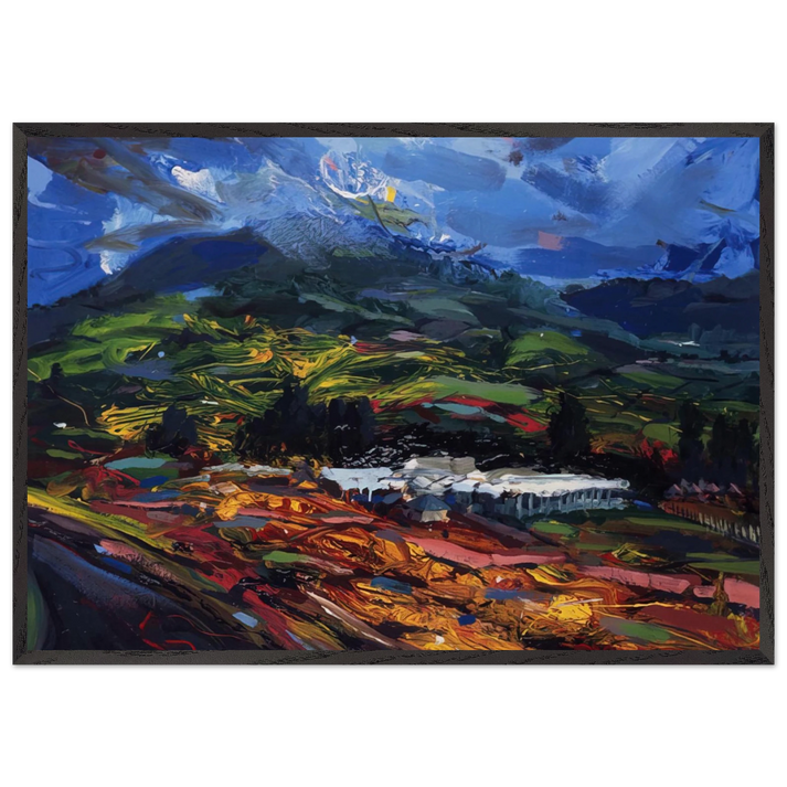 Untitled - Abstract Expressionism Neo-Expressionism - Gebre Kristos Desta 70x100 cm / 28x40 inches Framed Art Print – Black Wooden Frame