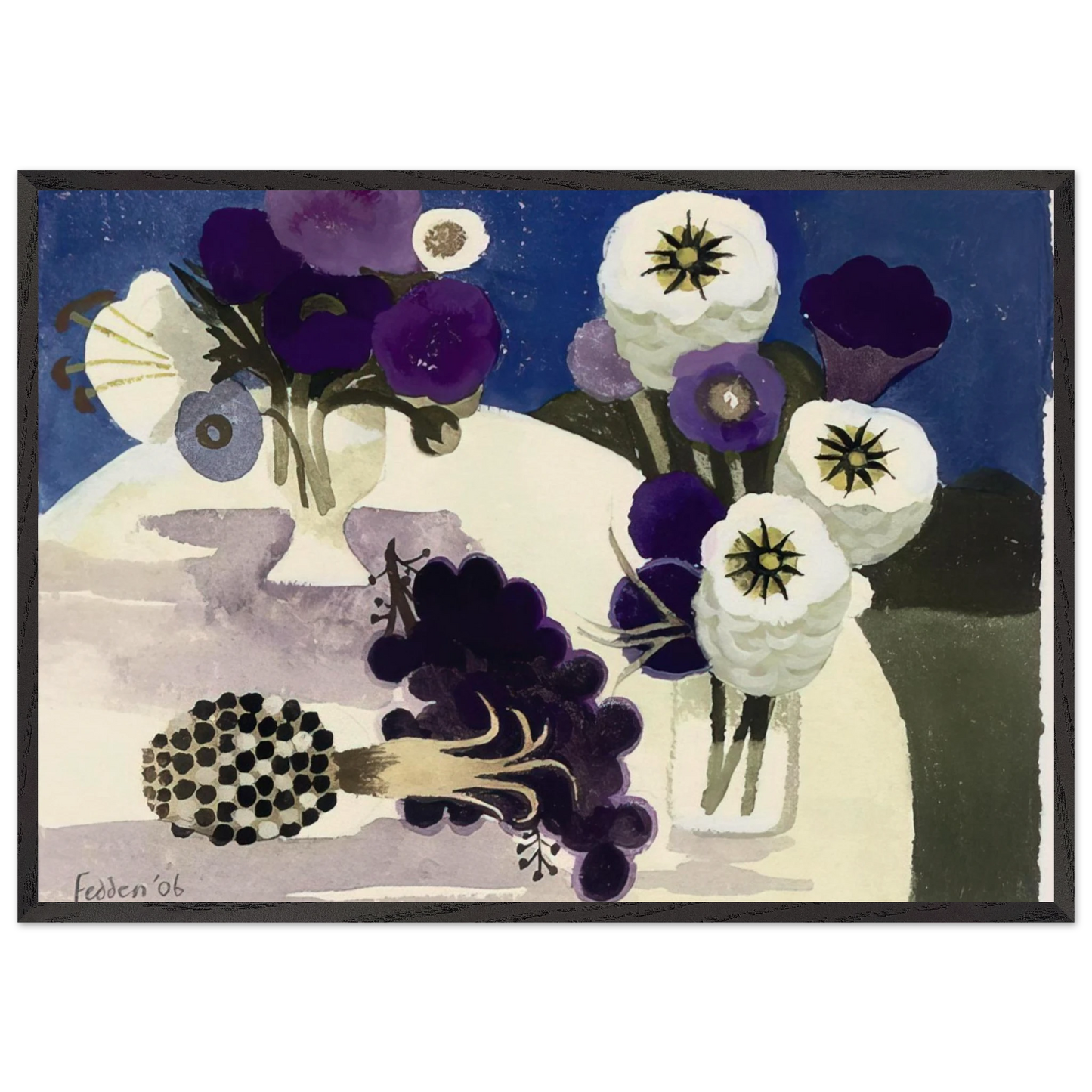 Blue - 2006 - Mary Fedden 70x100 cm / 28x40 inches Framed Art Print – Black Wooden Frame
