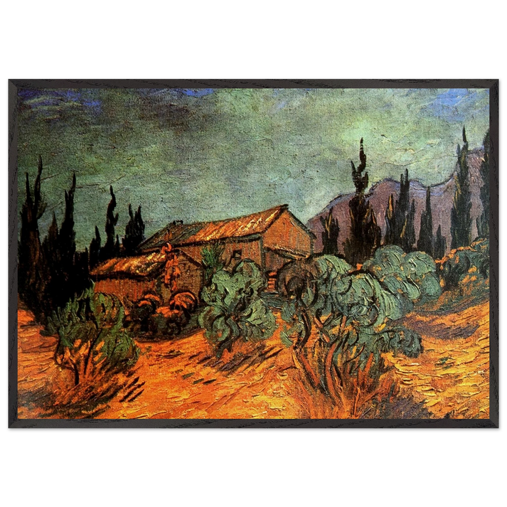 Wooden Sheds - Vincent van Gogh 70x100 cm / 28x40 inches Framed Art Print – Black Wooden Frame