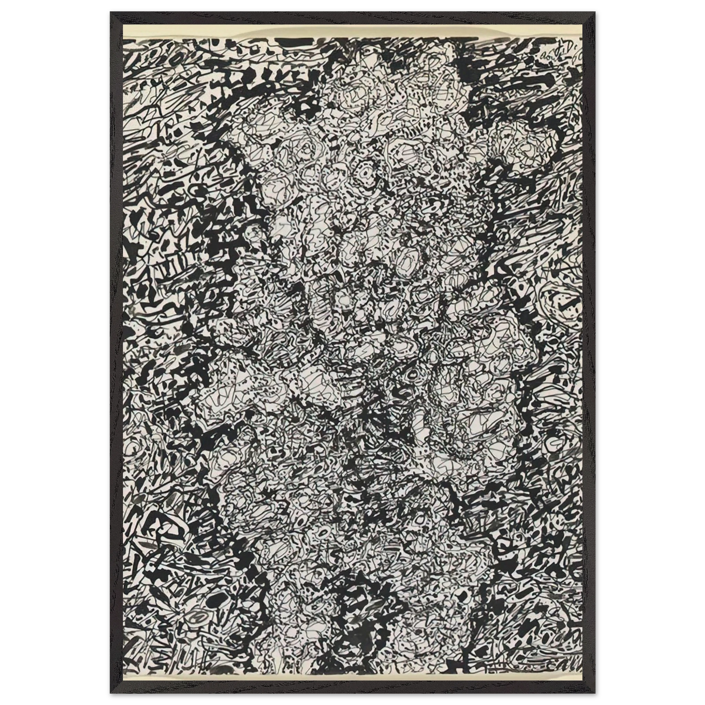 FIGURE WITH HAT IN A LANDSCAPE 1960 - Jean Dubuffet Framed Art Print – Black Wooden Frame - Default Title - -Framed Art Print