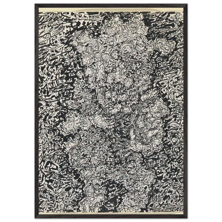 FIGURE WITH HAT IN A LANDSCAPE 1960 - Jean Dubuffet 70x100 cm / 28x40 inches Framed Art Print – Black Wooden Frame