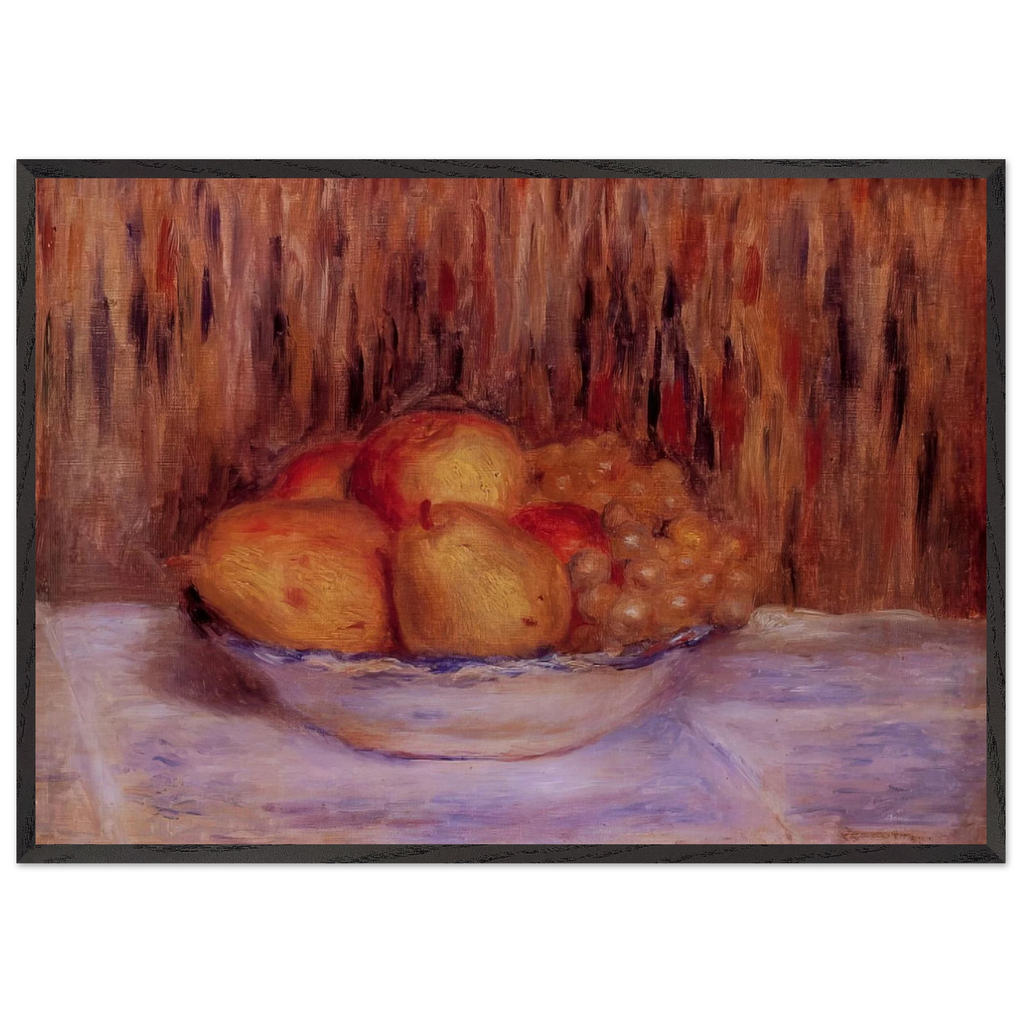 Still Life with Pears and Grapes N2 - Pierre-Auguste Renoir 70x100 cm / 28x40 inches Framed Art Print – Black Wooden Frame
