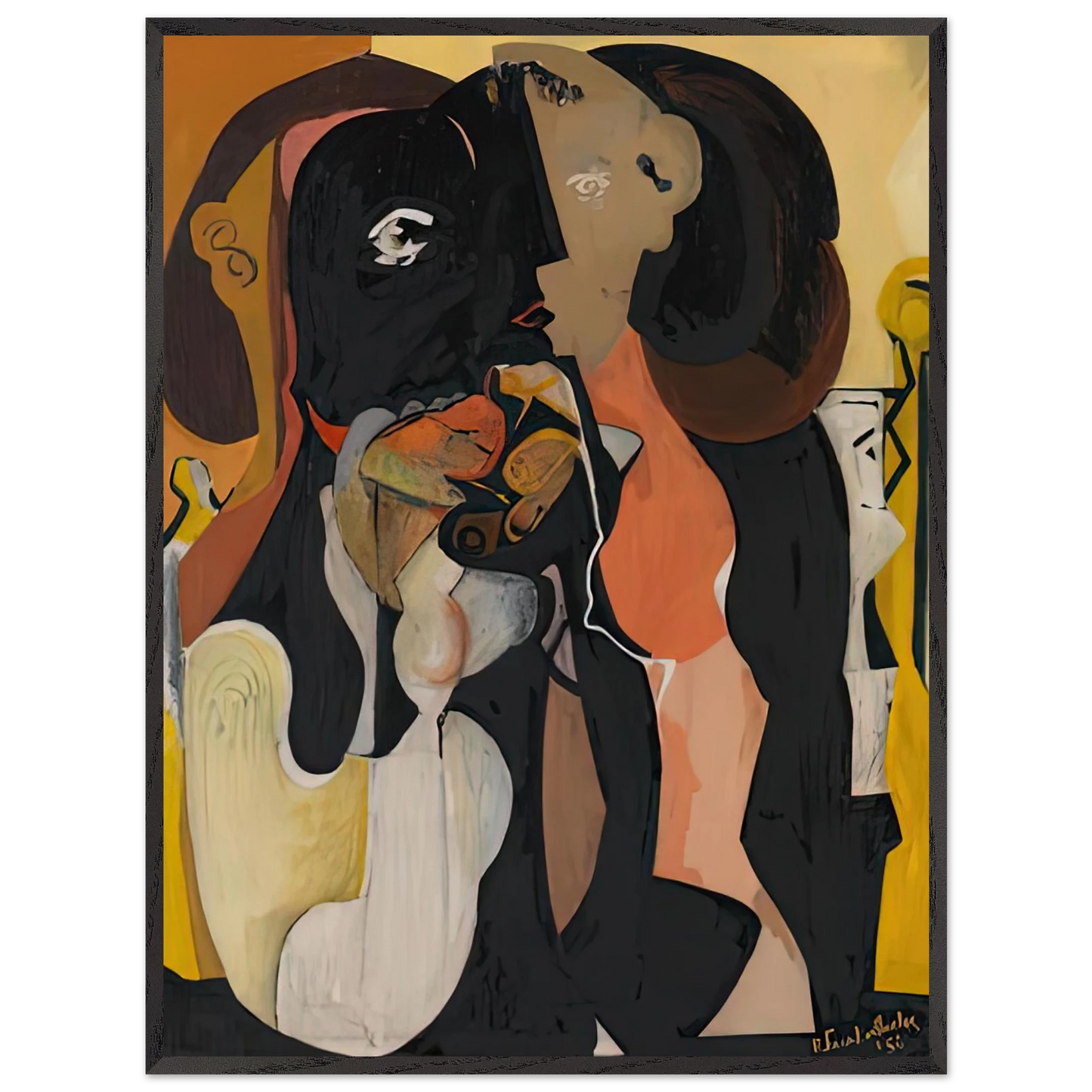 Helen Frankenthaler - Woman, 1950- Wall Art - 60x80 cm / 24x32 inches - Premium Wooden Framed Poster With Fine Art Paper - Wood frame