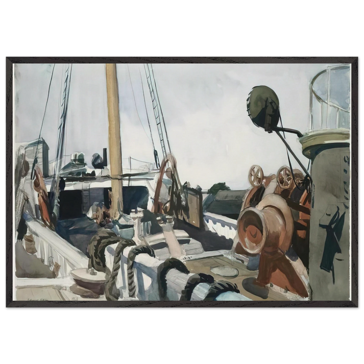 Deck of a Beam Trawler Gloucester - Edward Hopper 70x100 cm / 28x40 inches Framed Art Print – Black Wooden Frame
