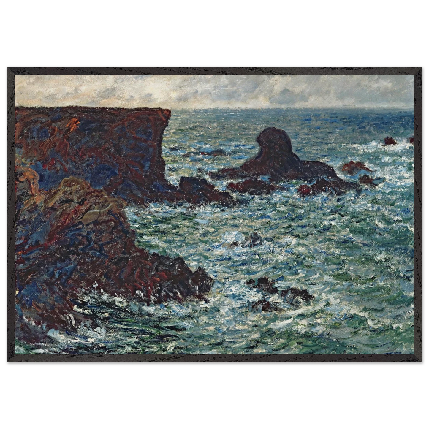 Rocks at Port Coton the Lion Rock - claude monet Framed Art Print – Black Wooden Frame - Default Title - -Framed Art Print
