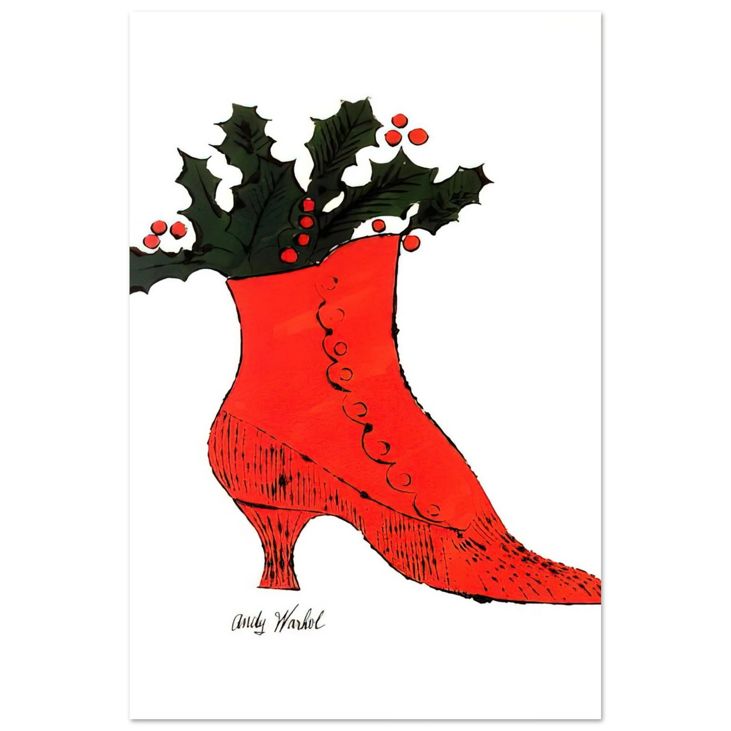 Andy Warhol - Untitled red Boot Wit Holly Fine Art Poster - 40x60 cm / 16x24 inches
