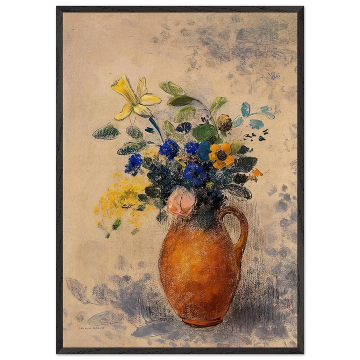 VASE OF FLOWERS 1908 - Odilon Redon 70x100 cm / 28x40 inches Framed Art Print – Black Wooden Frame