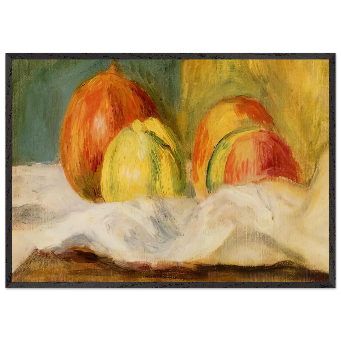 Still Life with Apples and Pomegranates - Pierre-Auguste Renoir 70x100 cm / 28x40 inches Framed Art Print – Black Wooden Frame