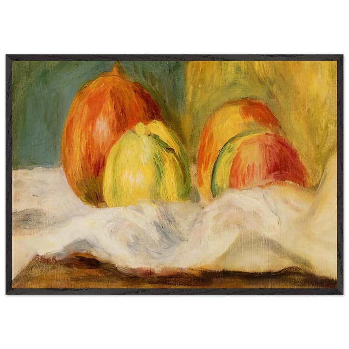 Still Life with Apples and Pomegranates - Pierre-Auguste Renoir 70x100 cm / 28x40 inches Framed Art Print – Black Wooden Frame