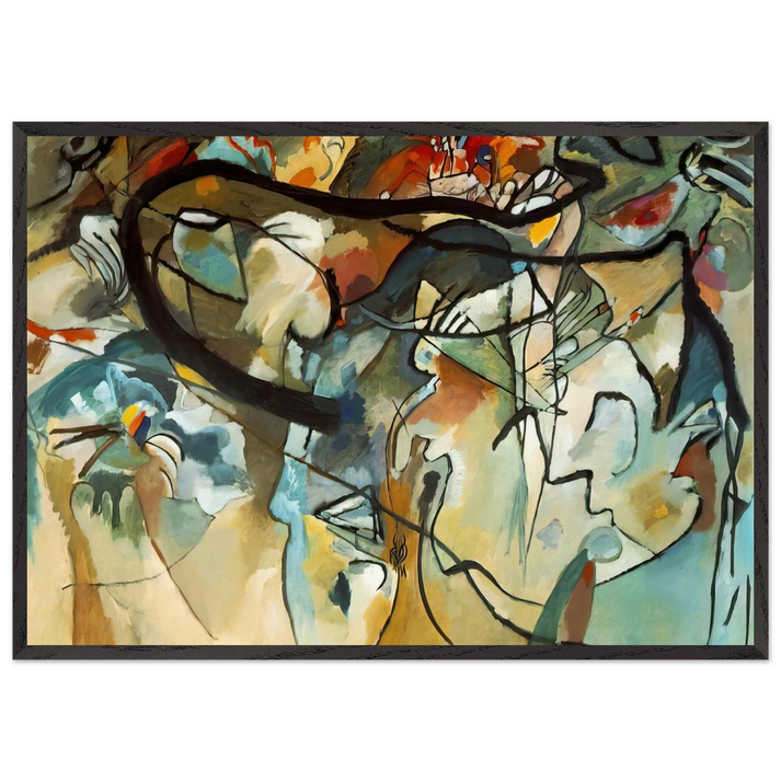 COMPOSITION V 1911 - Wassily Kandinsky 70x100 cm / 28x40 inches Framed Art Print – Black Wooden Frame