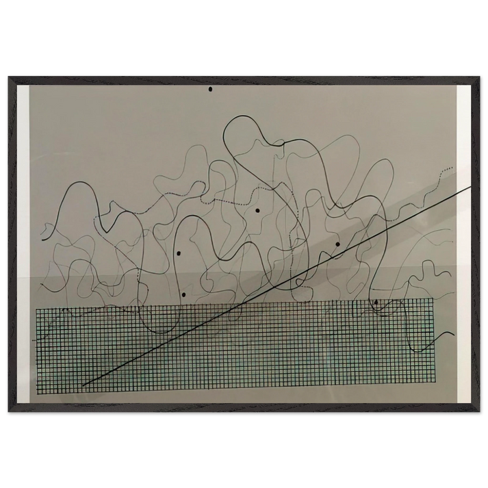 Fontana Mix Dark Grey - 1981 - John Cage 70x100 cm / 28x40 inches Framed Art Print – Black Wooden Frame