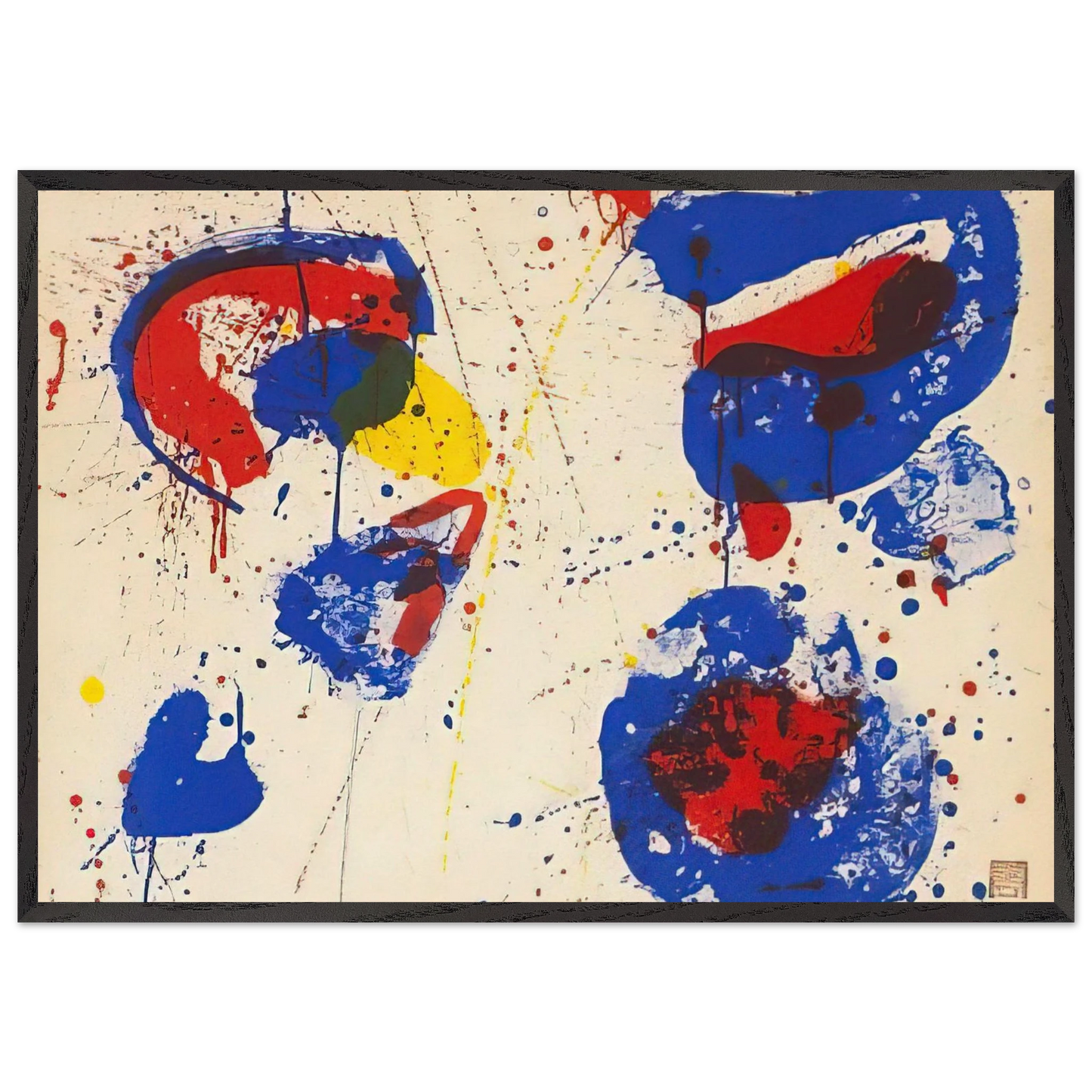 Hurrah for the Red White and Blue - Sam Francis Framed Art Print – Black Wooden Frame - Default Title - -Framed Art Print