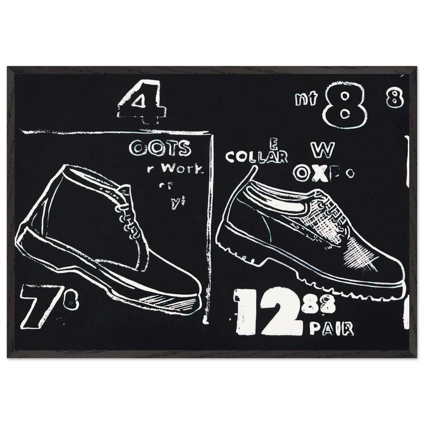 Work Boots - Andy Warhol Framed Art Print – Black Wooden Frame - Default Title - -Framed Art Print