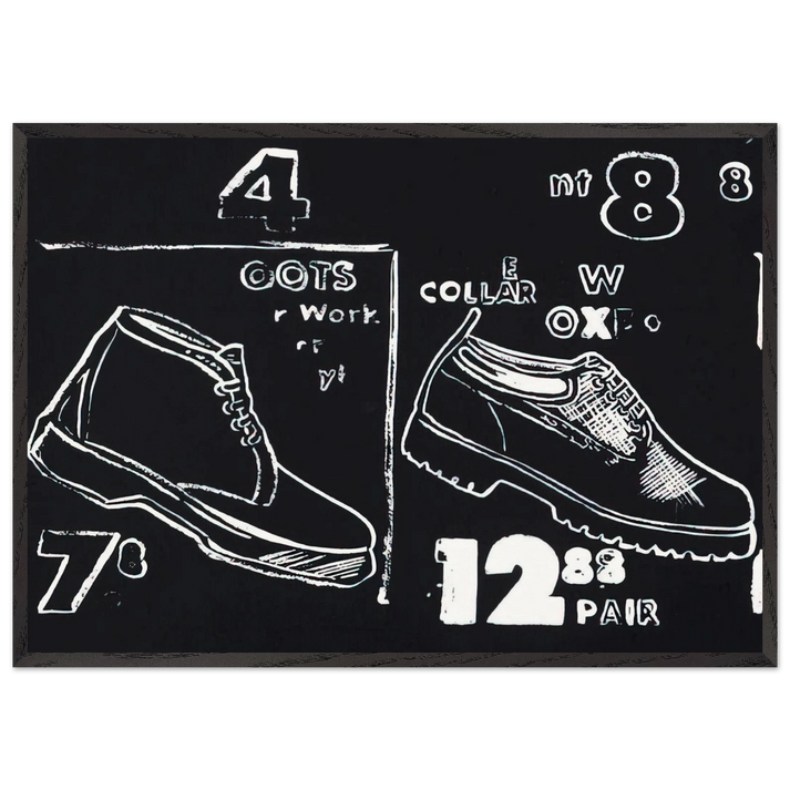 Work Boots - Andy Warhol 70x100 cm / 28x40 inches Framed Art Print – Black Wooden Frame