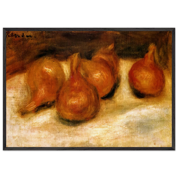 Still Life with Onions - Pierre-Auguste Renoir 70x100 cm / 28x40 inches Framed Art Print – Black Wooden Frame