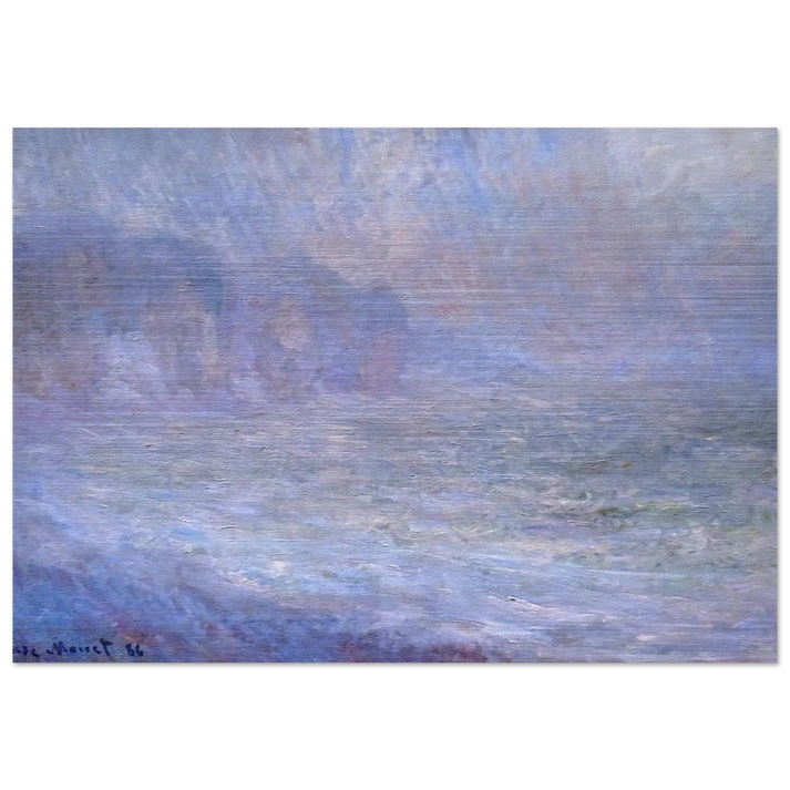 Cliffs at Pourville, Rain - claude monet Brushed Aluminum Print - 70x100 cm / 28x40 inches | claude monet Aluminum Print | claude monet Prints