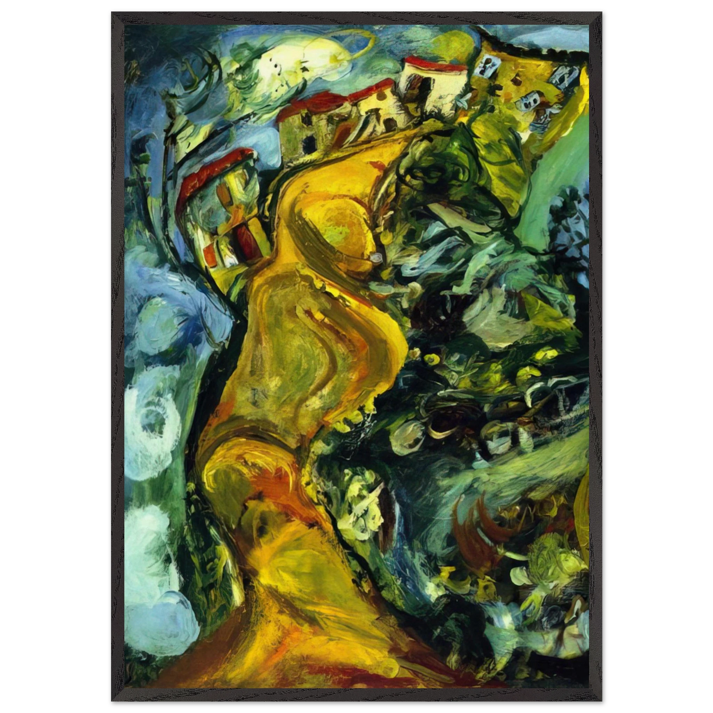 STREET AT CAGNES 1923 - Chaim Soutine Framed Art Print – Black Wooden Frame - Default Title - -Framed Art Print