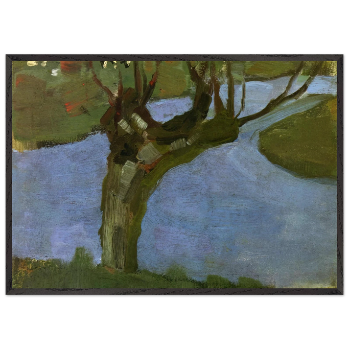 Irrigation Ditch with Mature Willow - Piet Mondrian 70x100 cm / 28x40 inches Framed Art Print – Black Wooden Frame