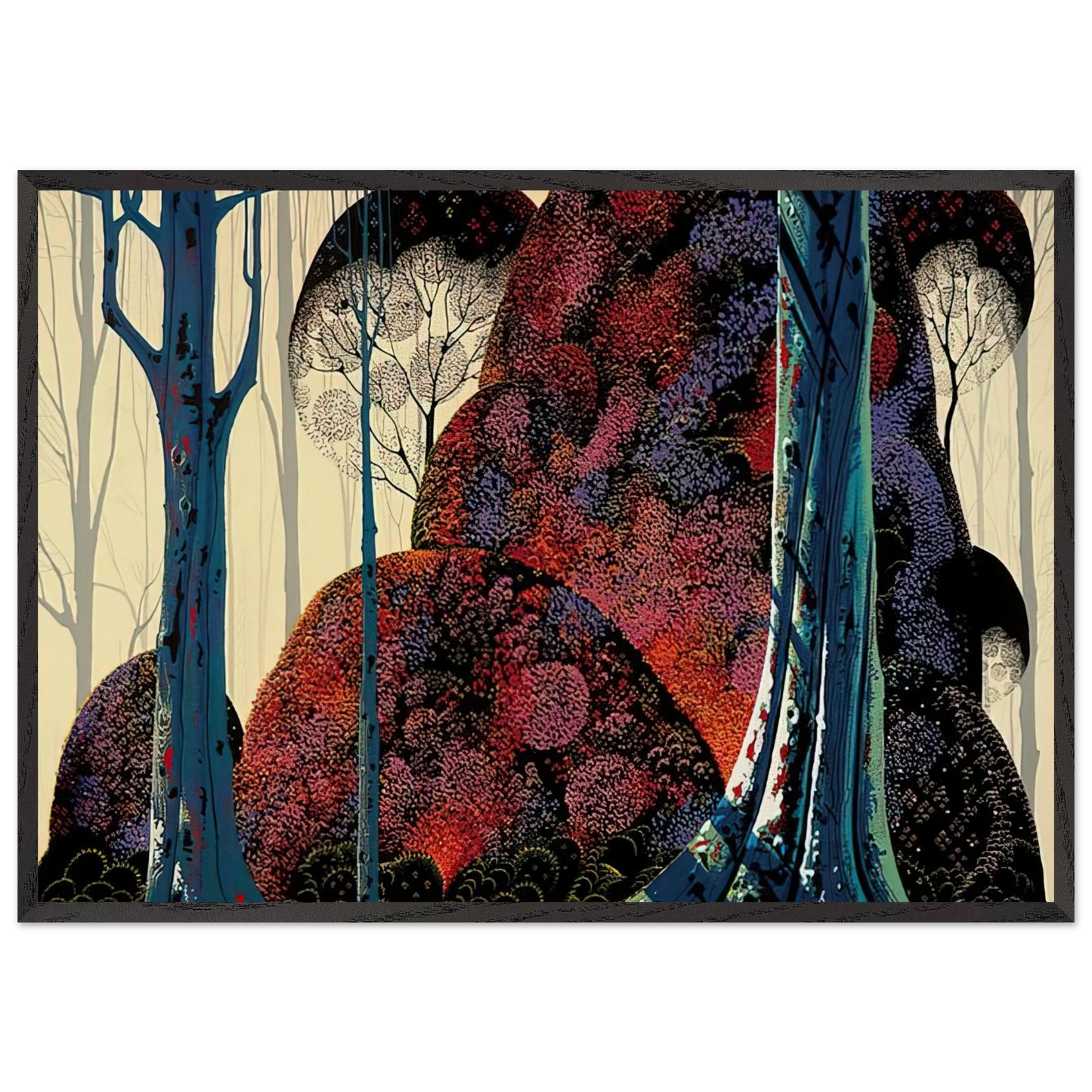 Jewel Forest - Eyvind Earle 70x100 cm / 28x40 inches Framed Art Print – Black Wooden Frame
