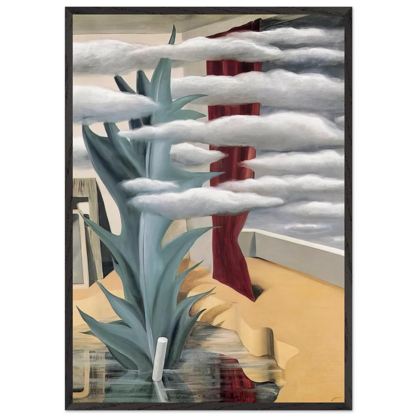 AFTER THE WATER THE CLOUDS 1926 - Rene Magritte 70x100 cm / 28x40 inches Framed Art Print – Black Wooden Frame
