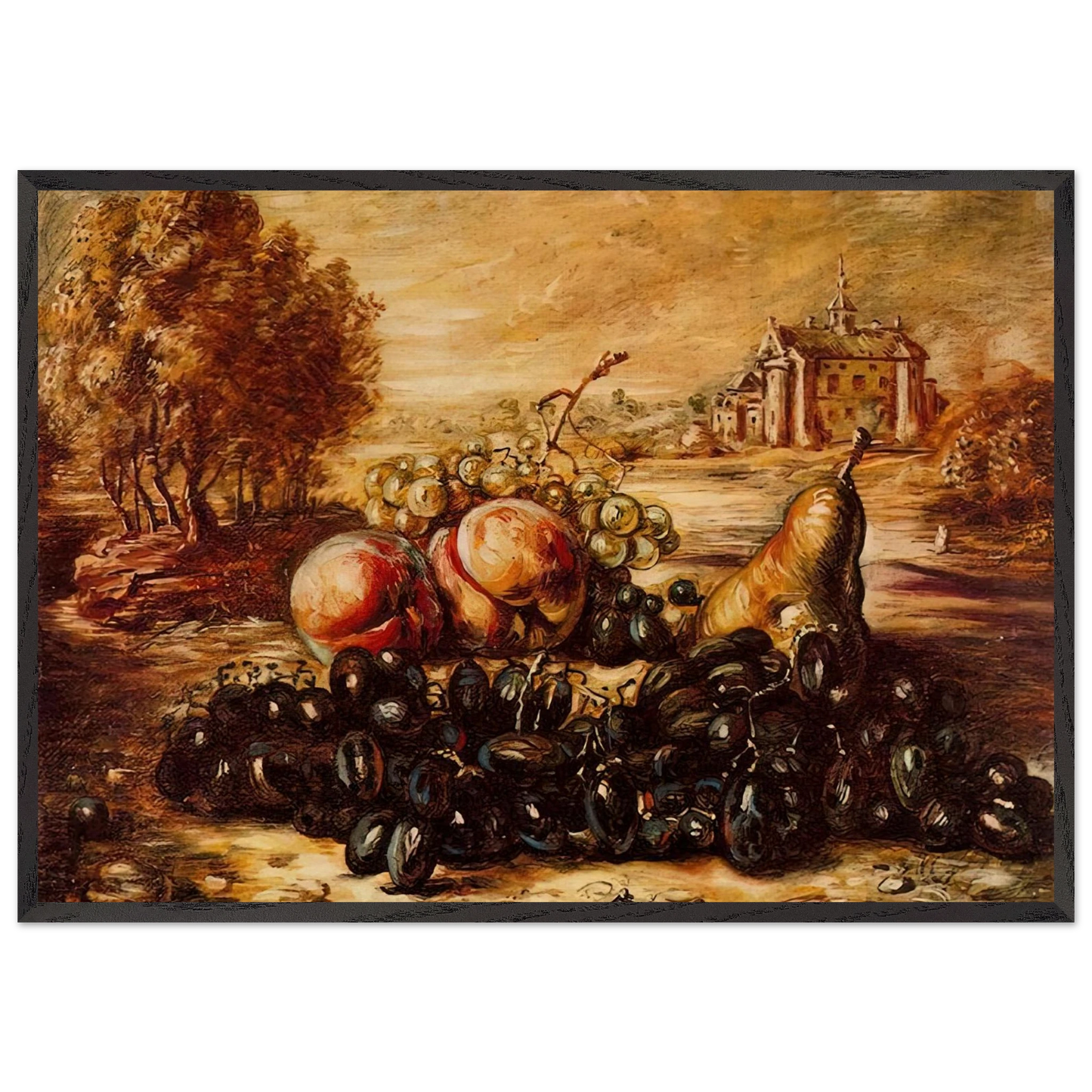 BLACK GRAPE - Giorgio de Chirico 70x100 cm / 28x40 inches Framed Art Print – Black Wooden Frame