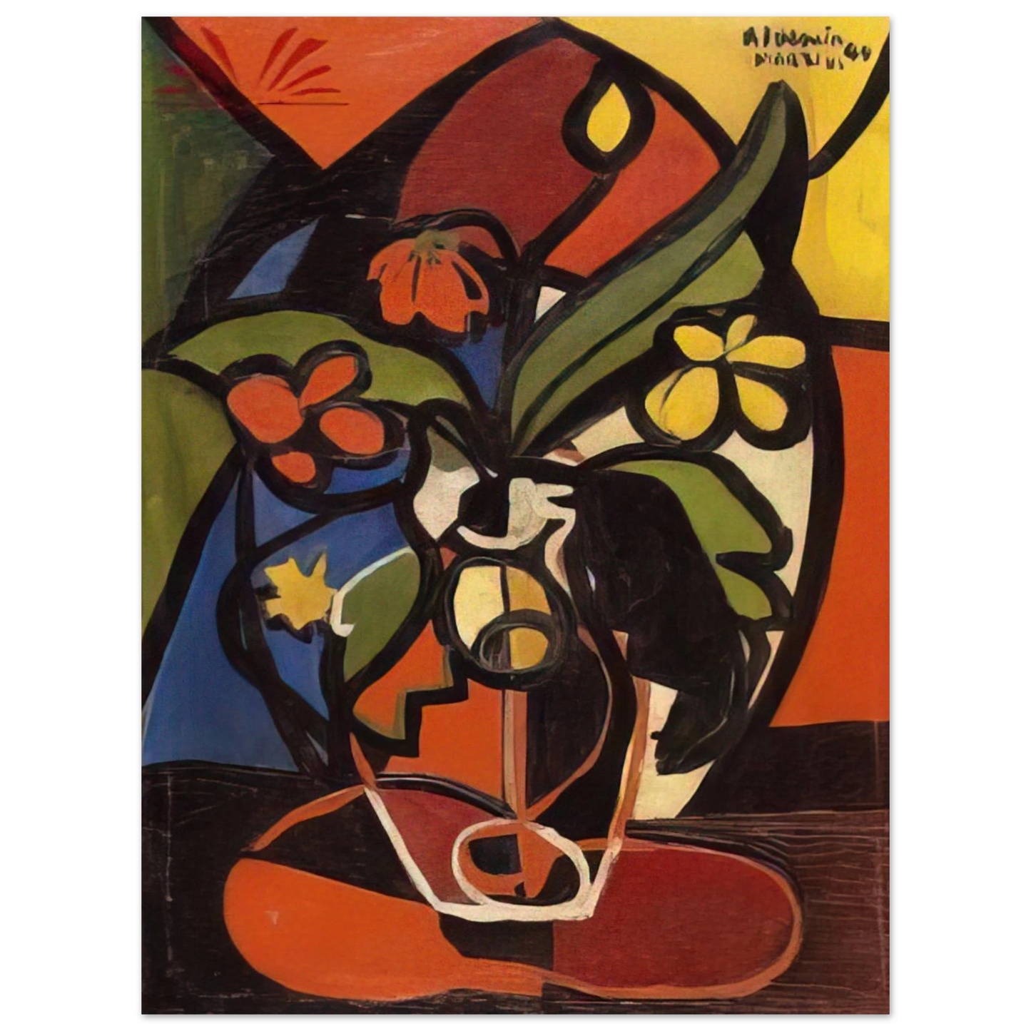 Aldemir Martins - Vase of Flowers - 1949 Fine Art Poster - Default Title