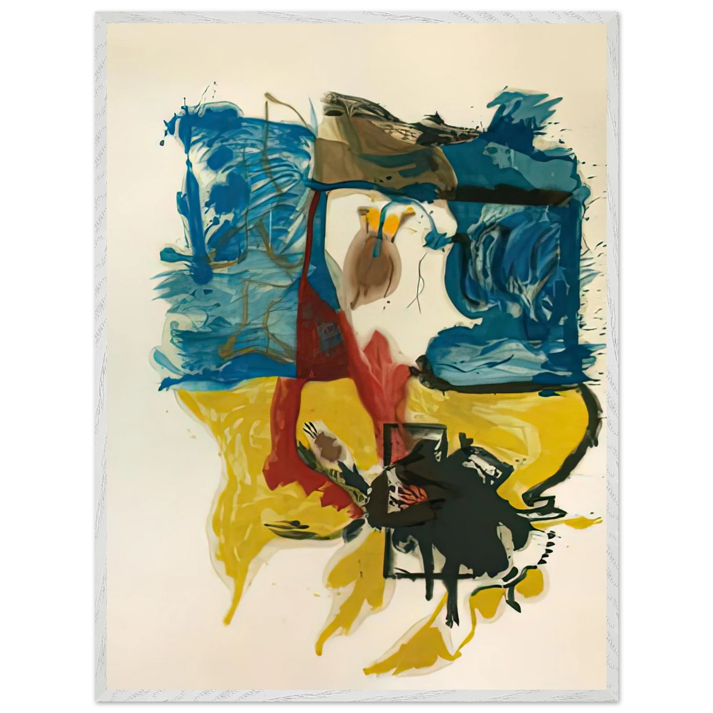 Helen Frankenthaler - Beach Scene, 1961- Wall Art - 30x40 cm / 12x16 inches - Premium Wooden Framed Poster With Fine Art Paper - White frame