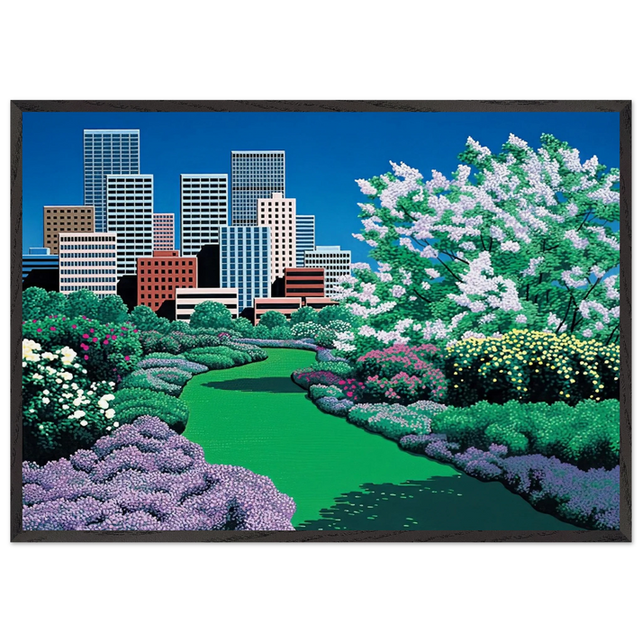 City Garden - Hiroshi Nagai 70x100 cm / 28x40 inches Framed Art Print – Black Wooden Frame