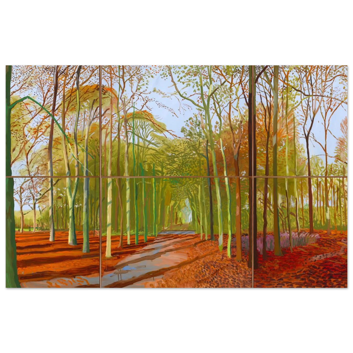 David Hockney - Woldgate Woods, 21, 23 & 29 November 2006 - 70x100 cm / 28x40 inches - Premium Wooden Framed Poster With Fine Art Paper-canvas - Black frame