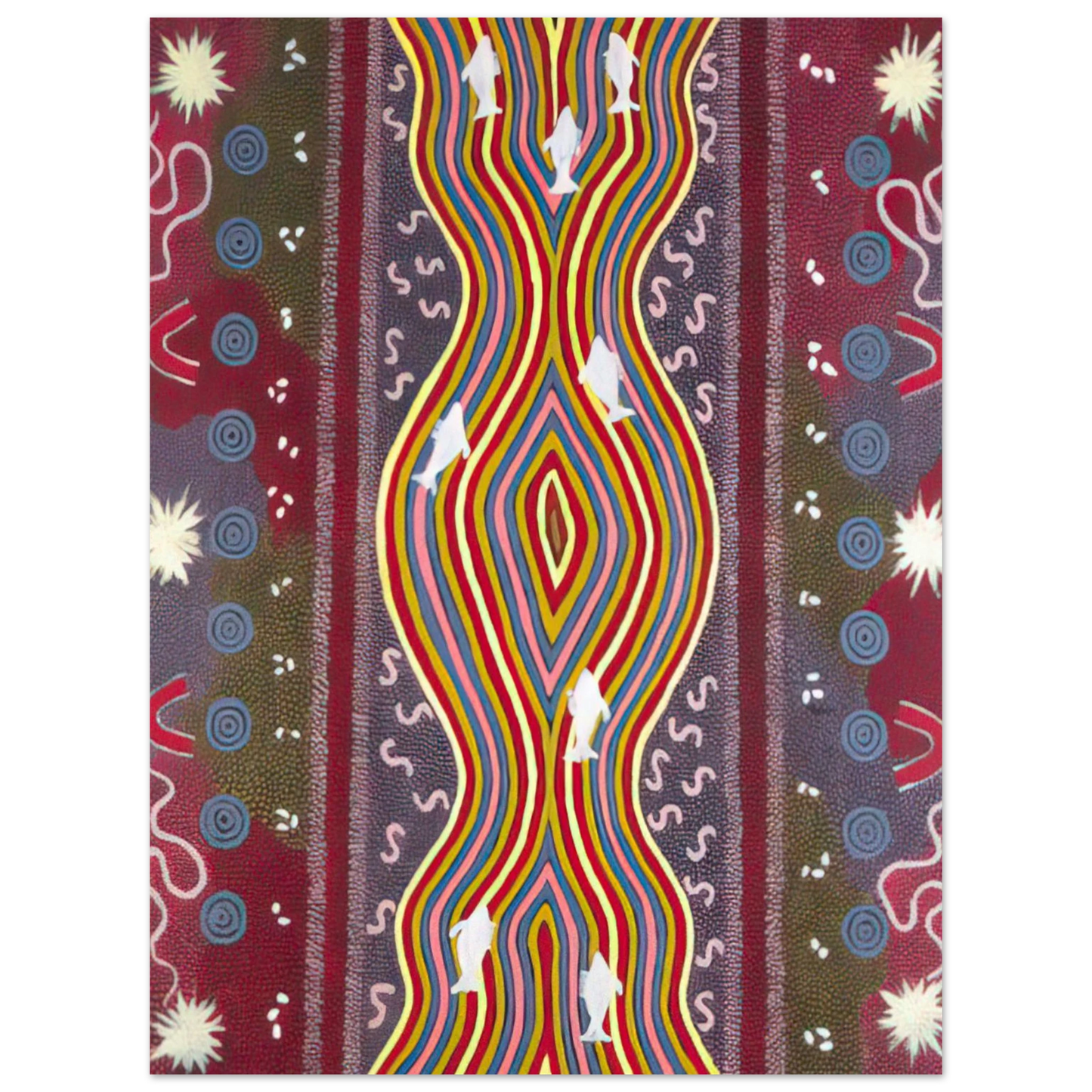 Clifford Possum Tjapaltjarri - Fish and Honey Dreaming - Native Art Fine Art Poster - Default Title