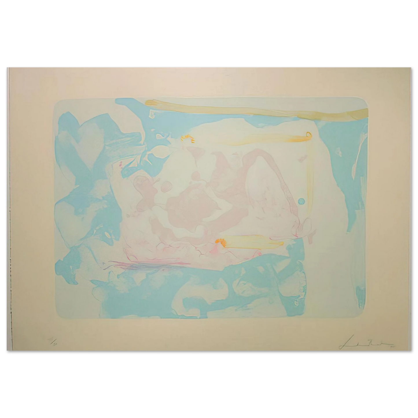 Helen Frankenthaler - Reflections III - 1995 Wall art - 21x29.7 cm / 8x12" - Premium Wooden Framed Poster With Fine Art Paper - Black frame