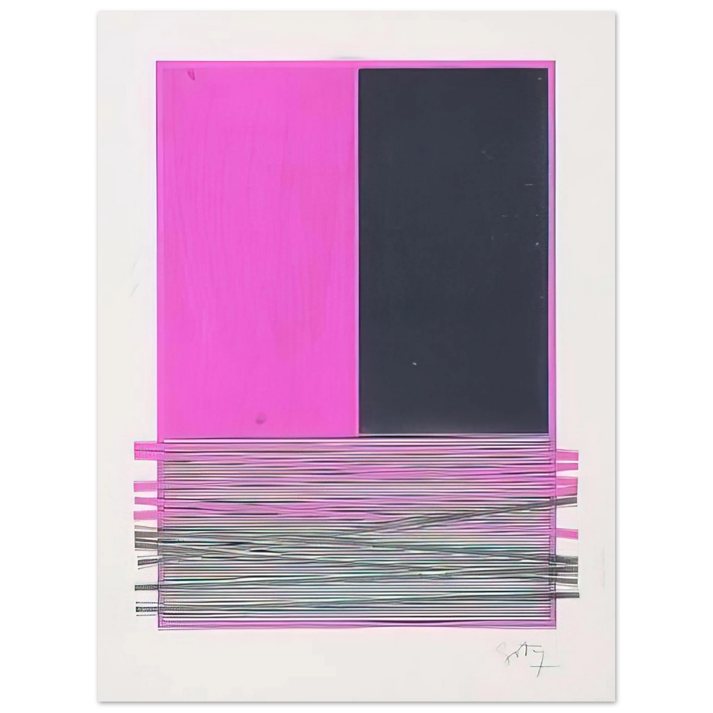 Jesus Rafael Soto - ABSTRACT COMPOSITION WITH SILVER AND MAGENTA 1970 Fine Art Poster - Default Title