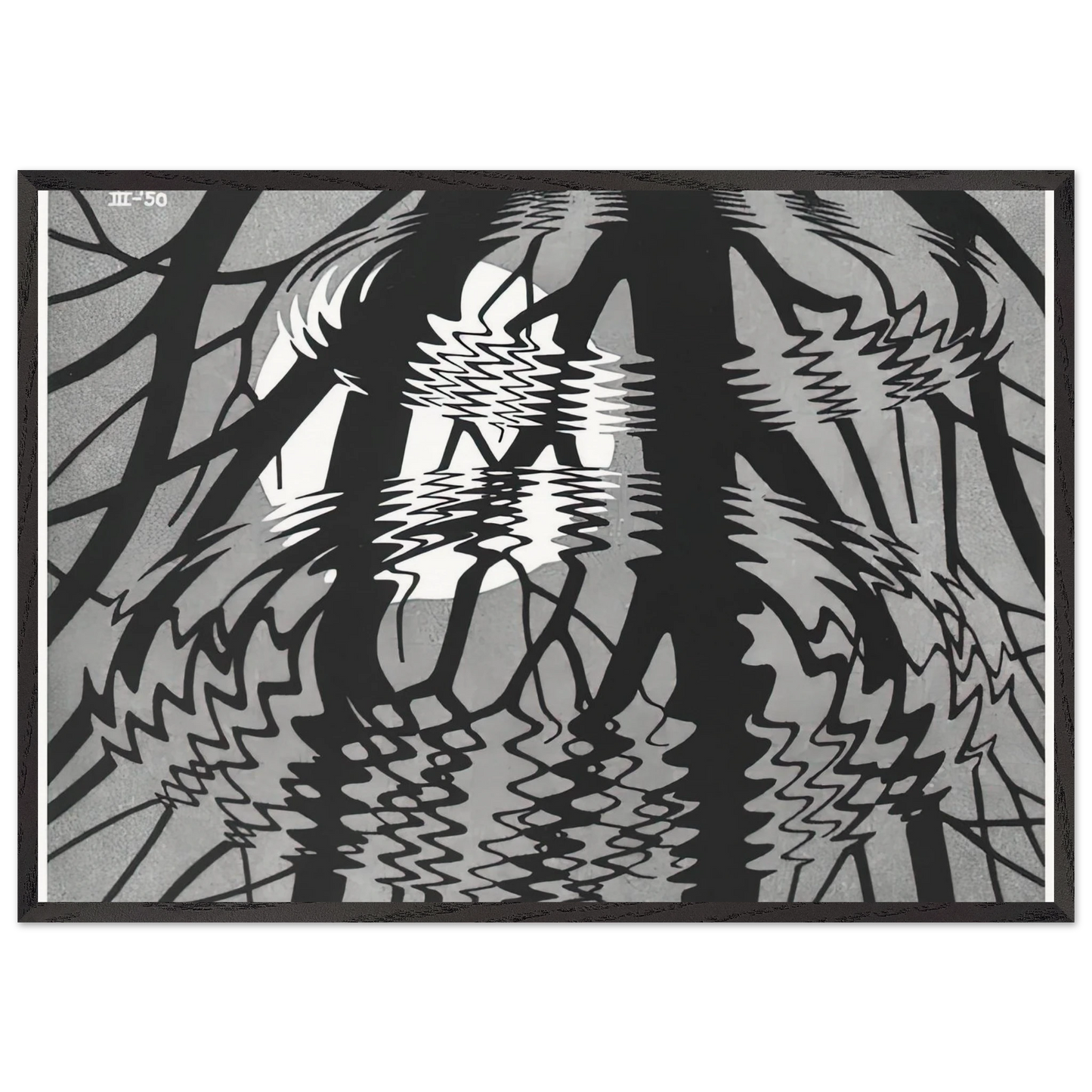 RIPPLED SURFACE - MC Escher Framed Art Print – Black Wooden Frame - Default Title - -Framed Art Print