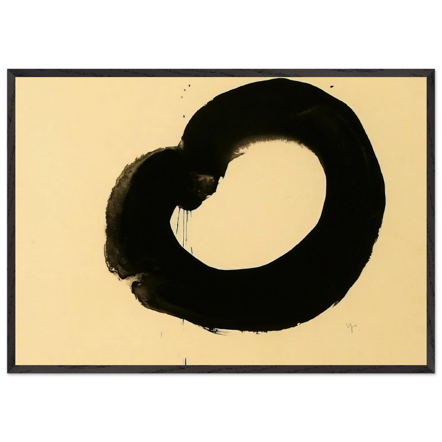 Untitled - Art Informel Zen - Jiro Yoshihara 70x100 cm / 28x40 inches Framed Art Print – Black Wooden Frame